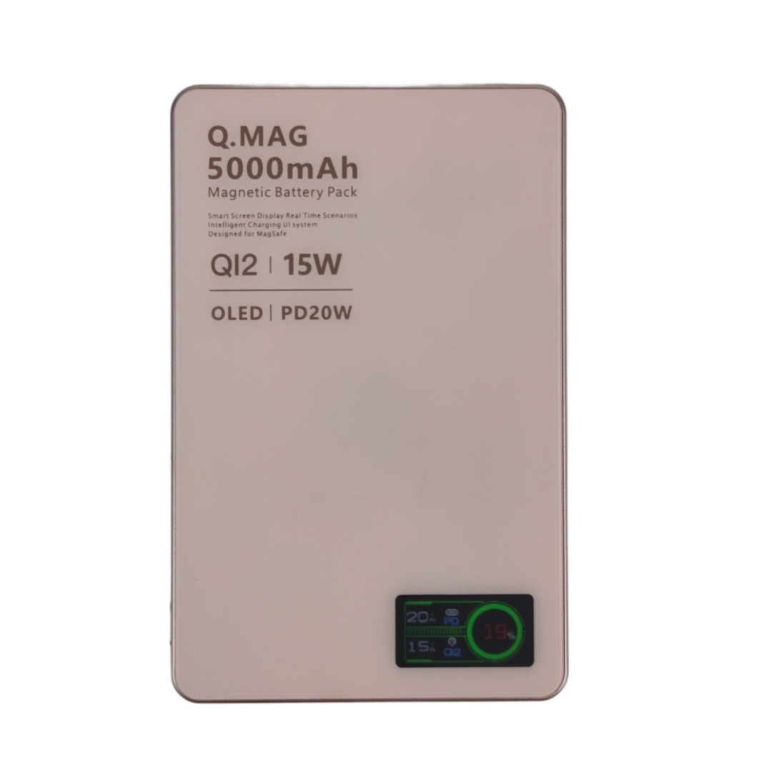 (5000mAh) Powerbank Magnético Sem Fio 5000mAh USB-C Carregamento Rápido - Branco