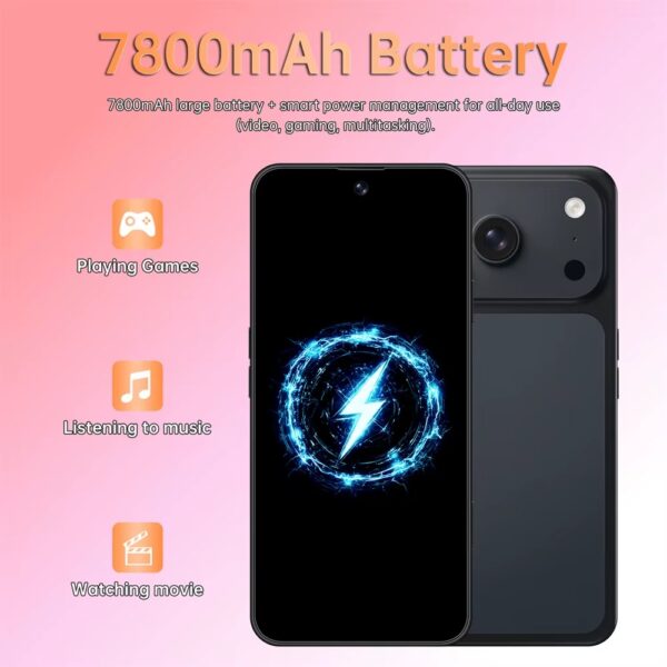 (7.3") Smartphone i17 Pro Max 5G 1TB + 16G Android 14 7800mAh - Preto