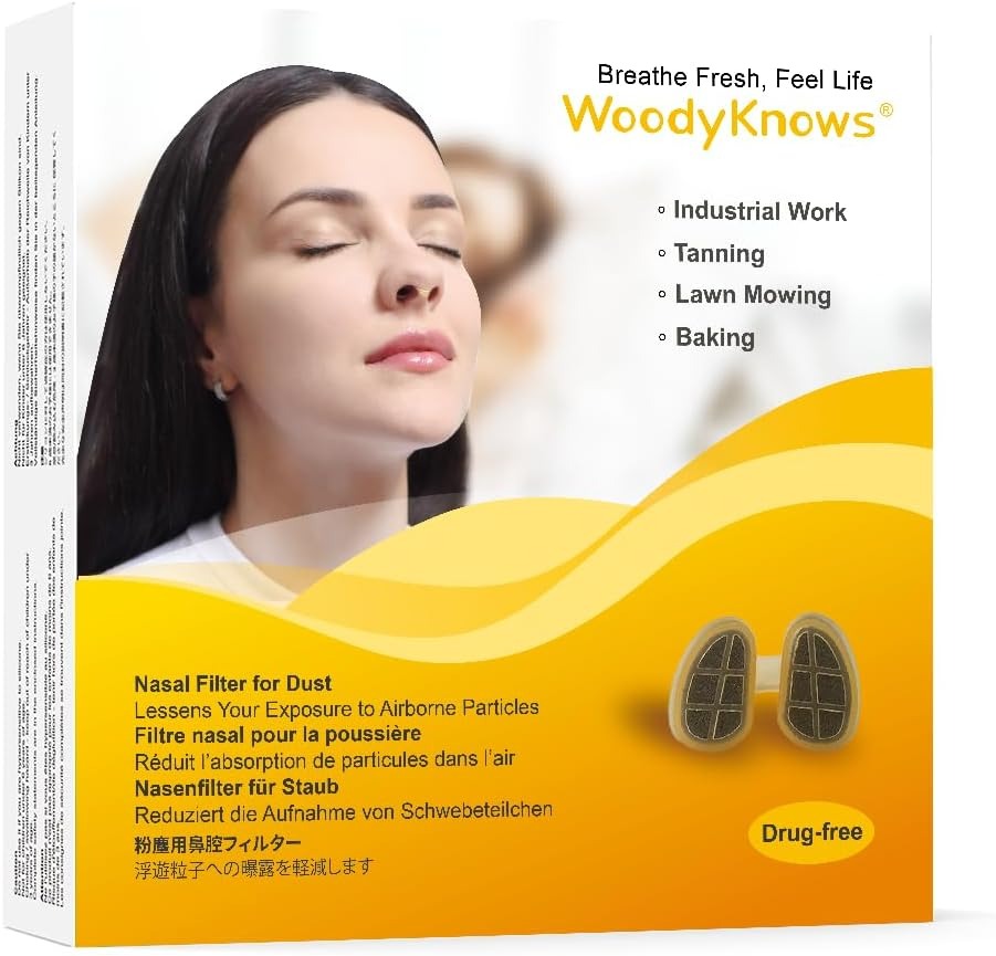 Filtros Nasais Reutilizáveis e Invisíveis contra Poeira WoodyKnows DustNF2024 Pack