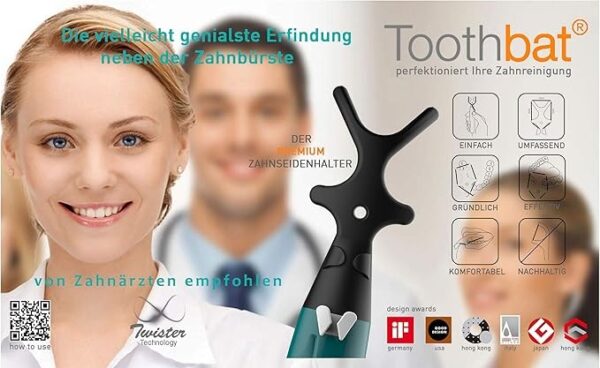 F126X3291_paste_1781807451583_3 Suporte para Fio Dental Wow Toothbat Limpeza Interdental Sistema 4 Pontas - Verde Escuro