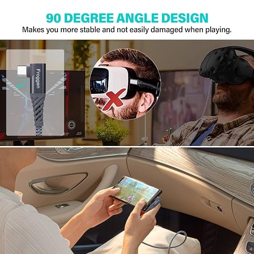 F126X3295_paste_1781807606910_2 (x2) Cabo Oculus Link Froggen Quest 2 e 1 USB 3.2 5Gbps em Nylon (3 Metros) - Cinzento