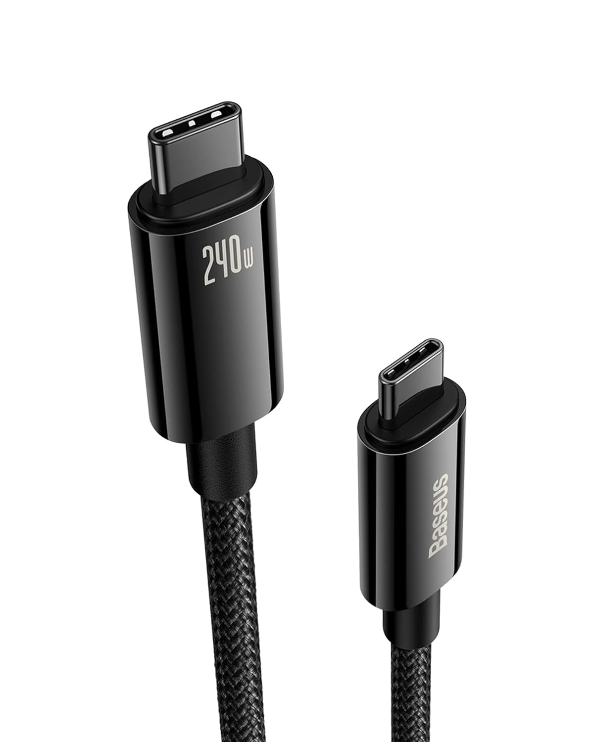(1M) Cabo USB-C Baseus 240W PD Carregamento Rápido Nylon Entrançado - Preto