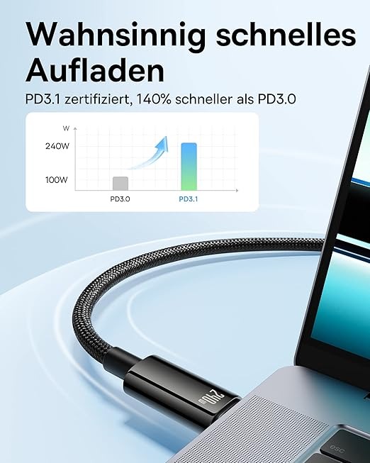 F126X3296_paste_1781807681185_2 (1M) Cabo USB-C Baseus 240W PD Carregamento Rápido Nylon Entrançado - Preto