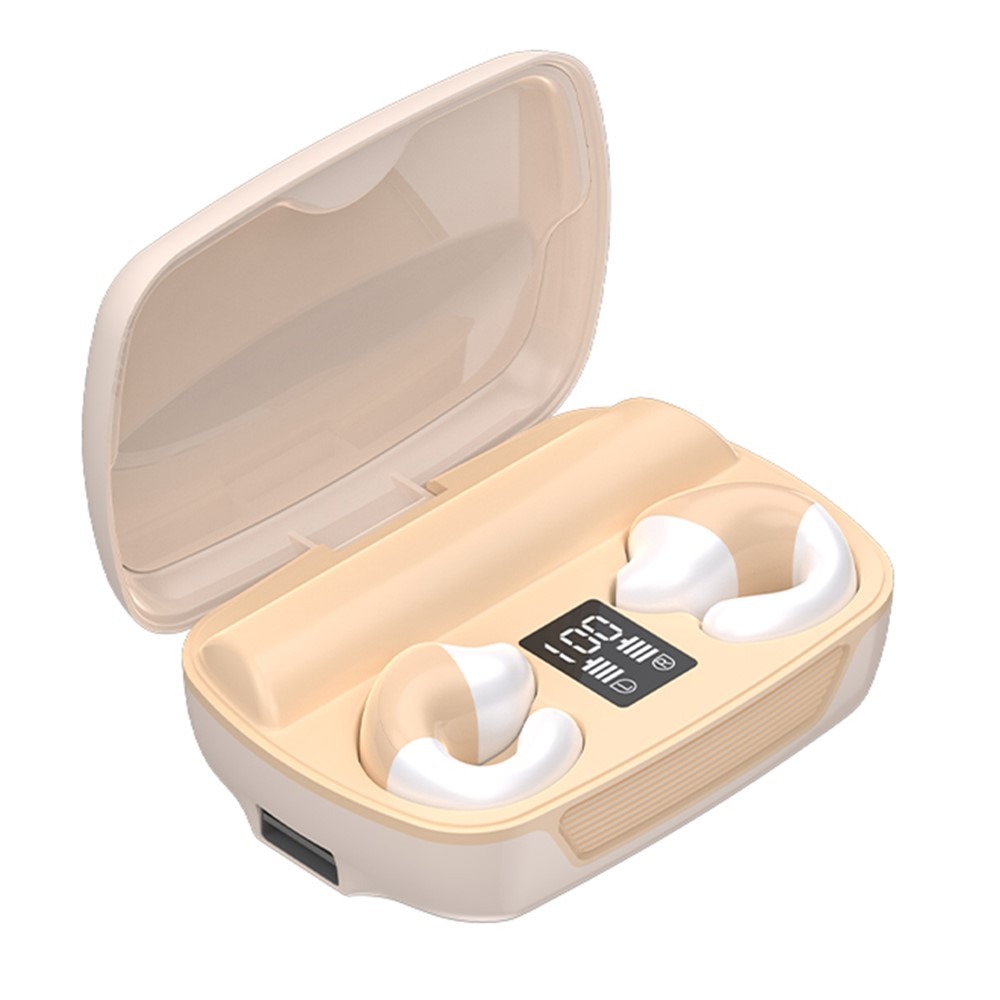 Auriculares de Condução Óssea E300 Bluetooth 5.3 com Powerbank - Bege