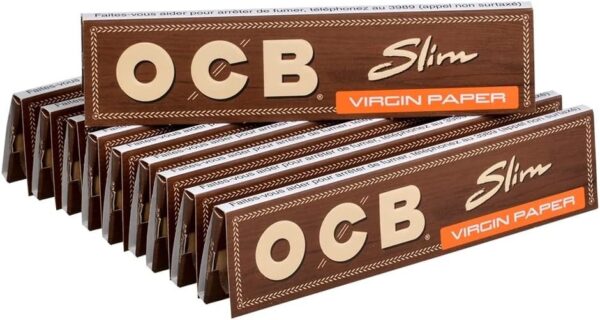 (Pack 10) Papel de Enrolar OCB Virgin Slim King Size Não Branqueado - Castanho