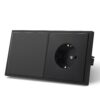 Interruptor com Tomada Schuko de Encastrar Comutador de Escada 1 Tecla MVAVA M2 Preto