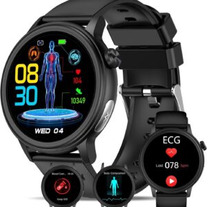 (1.39") Smartwatch YYKY ECG Chamadas Bluetooth 100+ Modos Desportivos - Preto