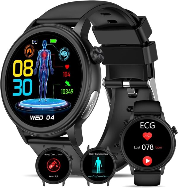 (1.39") Smartwatch YYKY ECG Chamadas Bluetooth 100+ Modos Desportivos - Preto