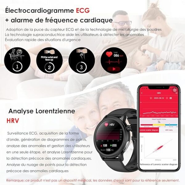 (1.39") Smartwatch YYKY ECG Chamadas Bluetooth 100+ Modos Desportivos - Preto