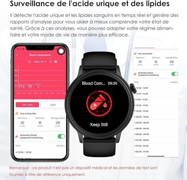 (1.39") Smartwatch YYKY ECG Chamadas Bluetooth 100+ Modos Desportivos - Preto