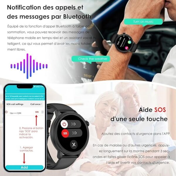 (1.39") Smartwatch YYKY ECG Chamadas Bluetooth 100+ Modos Desportivos - Preto