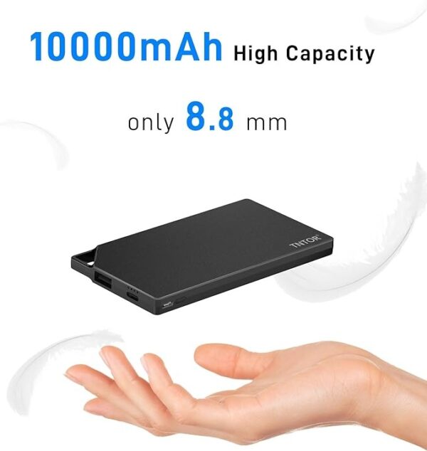 Power Bank 10000mAh Ultra Slim 8.8mm de Carregamento Rápido TNTOR WT-H340