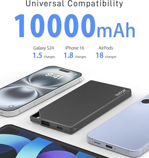 Power Bank 10000mAh Ultra Slim 8.8mm de Carregamento Rápido TNTOR WT-H340