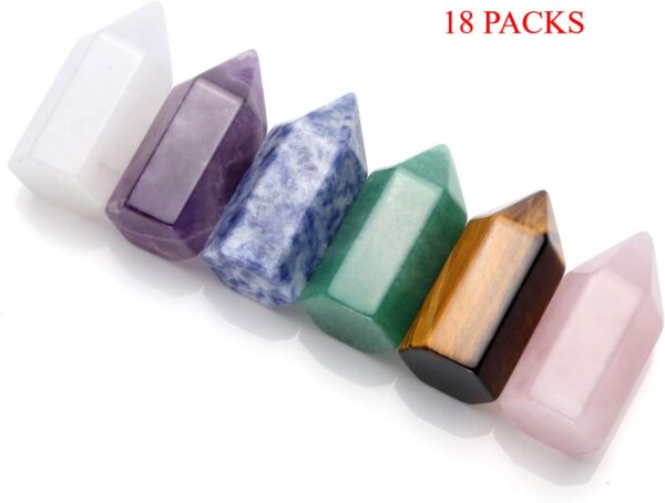 (18 Packs) Cristais Naturais 6 Uni. Torres Hexagonais para Reiki e Meditação - MULTICOR