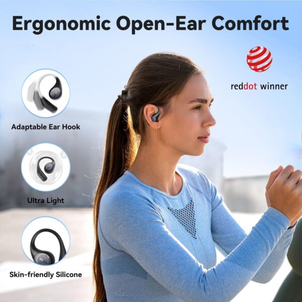 Auriculares Open-Ear EarFun OpenJump Hi-Res LDAC IPX7 42H de Autonomia - Preto