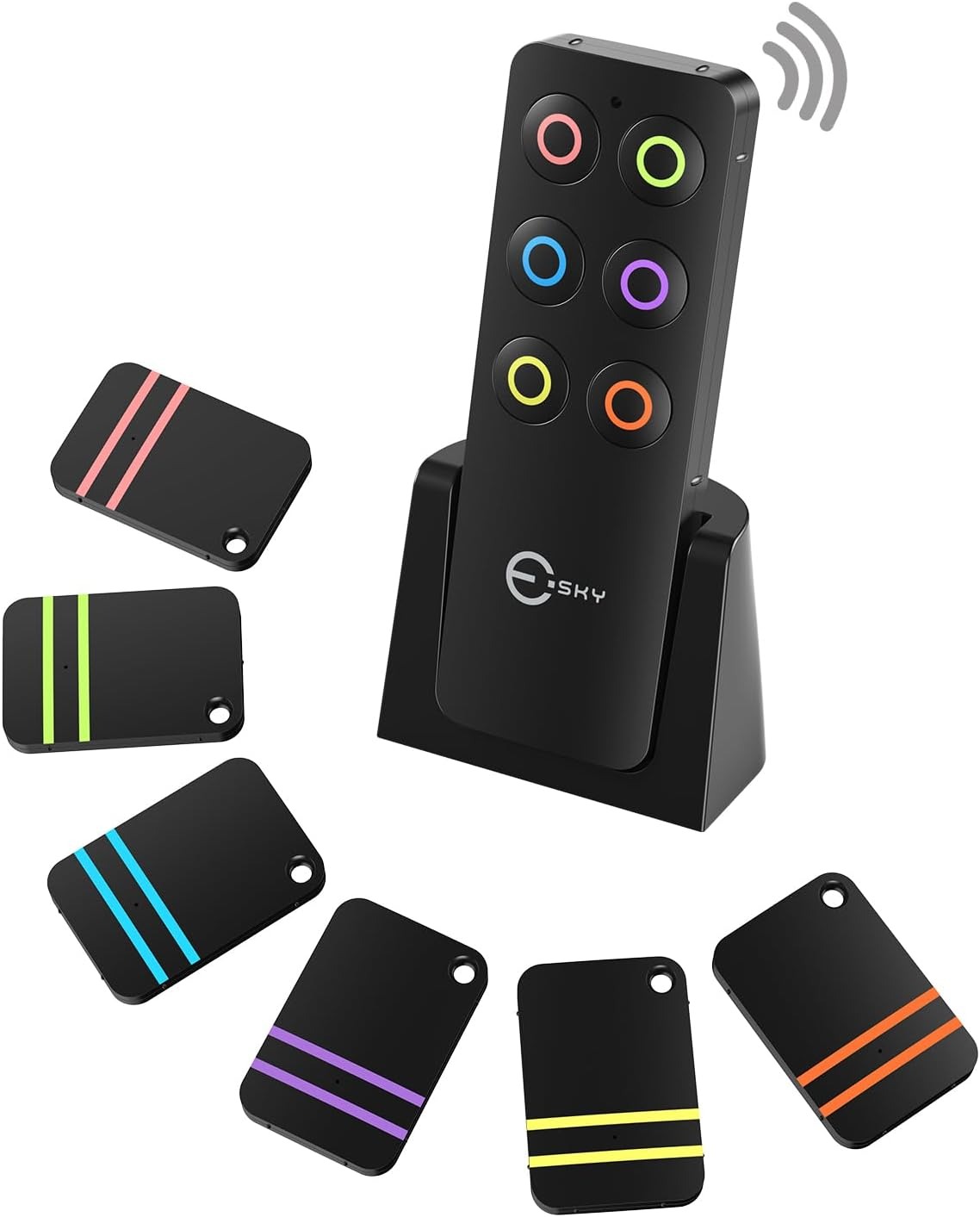 Localizador de Chaves Esky KF-06A com 6 Recetores Som 85dB e Luz LED - Multicolor