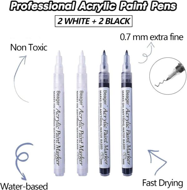 F126X3350_paste_1781609002564_1 (4 Unids) Marcadores de Tinta Acrílica beager Ponta Fina 0.7mm Permanentes - Preto e Branco