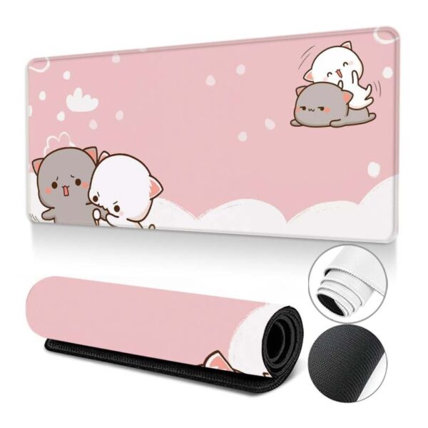 F126X3351_1781808959464_0 (XL) Mousepad Gamer Gato Rosa Grande 800x300mm - Rosa