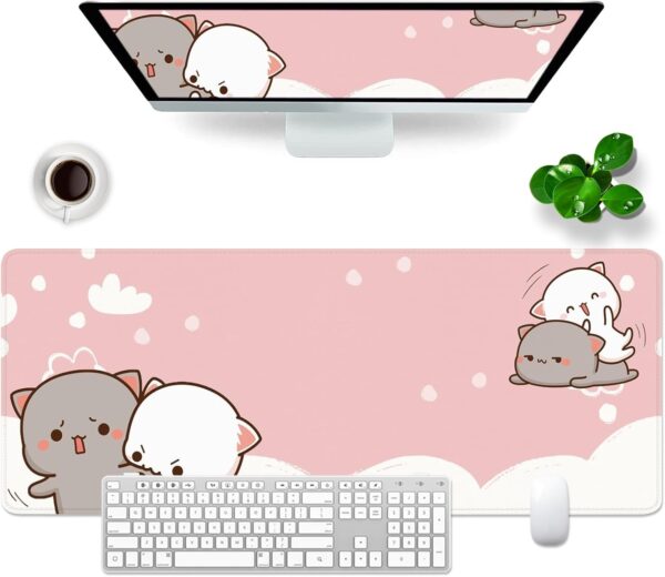F126X3351_1781808959464_4 (XL) Mousepad Gamer Gato Rosa Grande 800x300mm - Rosa