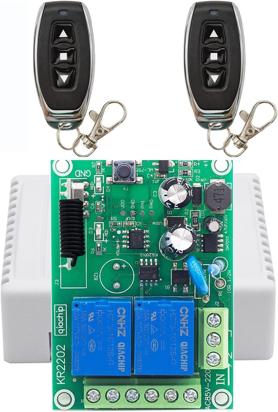 Interruptor de Comando à Distância RF 2 Canais para Motores e Estores QIACHIP KR2202