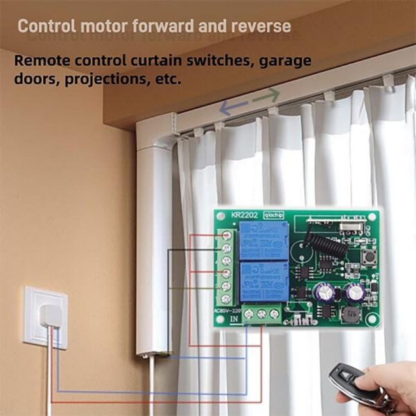 F126X3353_paste_1781609881997_2 Interruptor de Comando à Distância RF 2 Canais para Motores e Estores QIACHIP KR2202