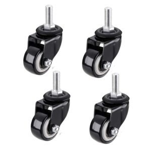 4 Rodas para Móveis 40mm M8 Rolamento Duplo - Preto