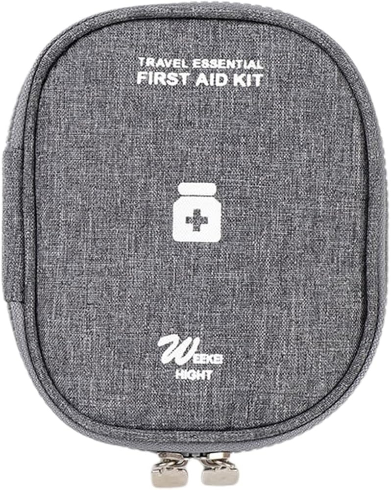 Bolsa de Primeiros Socorros Oxford Compacta para Viagem com Divisórias - Cinzento