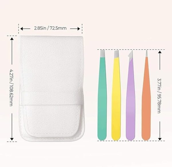 Conjunto de Pinças de Sobrancelhas Bubuxy em Aço Inoxidável com Estojo - Prateado