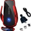 Suporte de Carro com Carregamento Sem Fio AIYAFEIO 15W Fixação Automática - Vermelho
