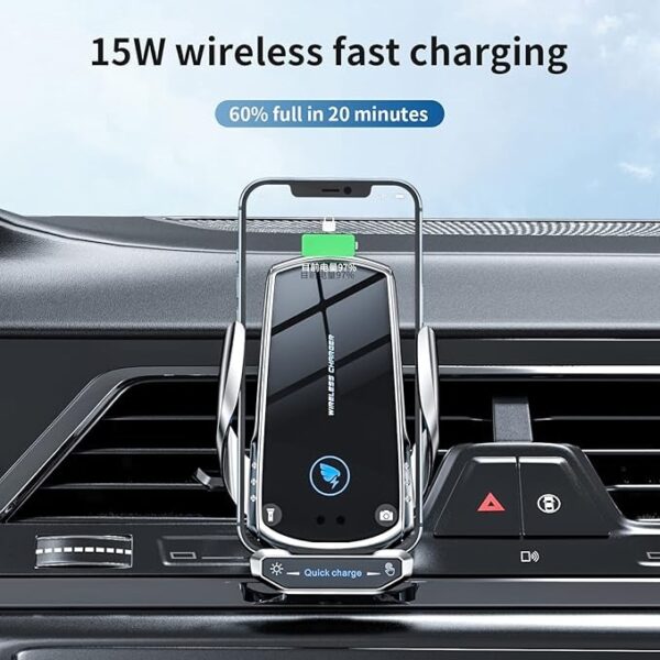 Suporte de Carro com Carregamento Sem Fio AIYAFEIO 15W Fixação Automática - Vermelho