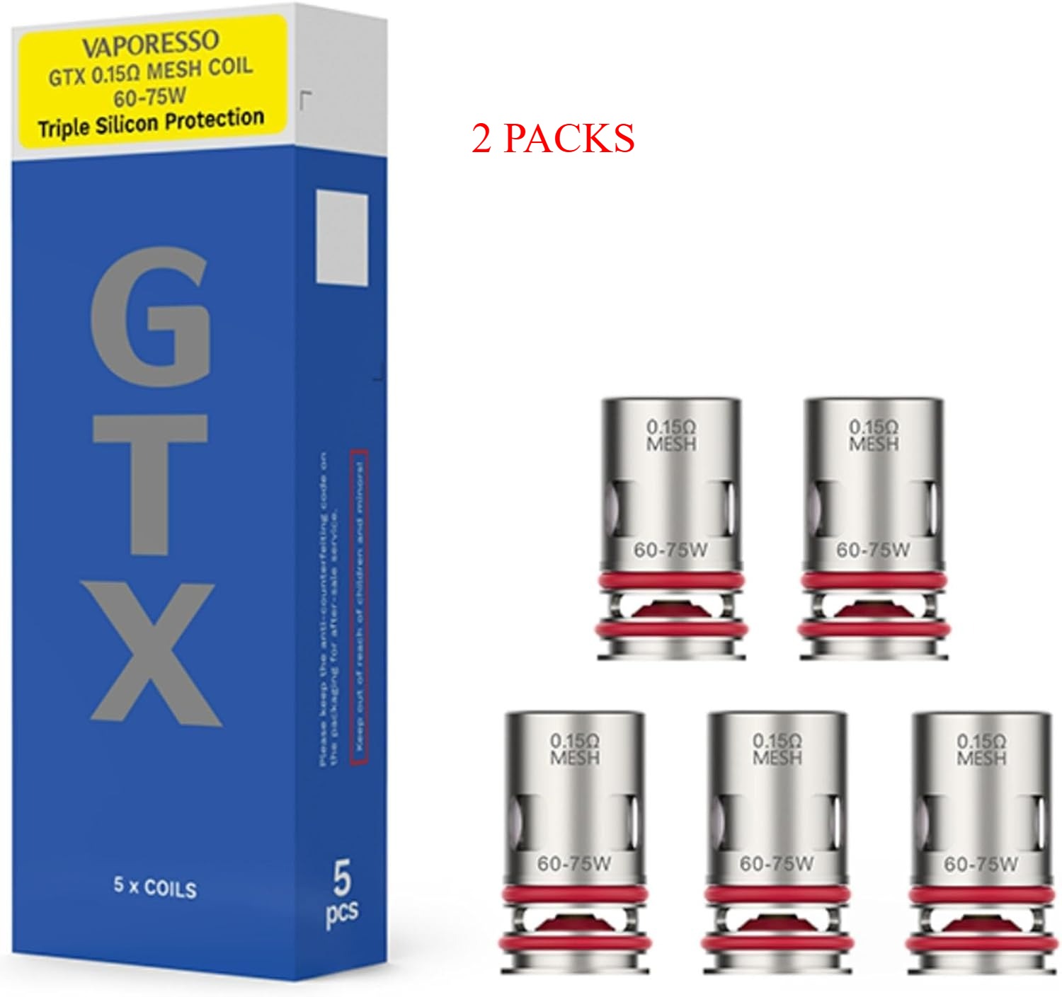 (Pack 10) Resistência Vaporesso GTX Mesh 0.15 Ohm DTL 60-75W - Prata