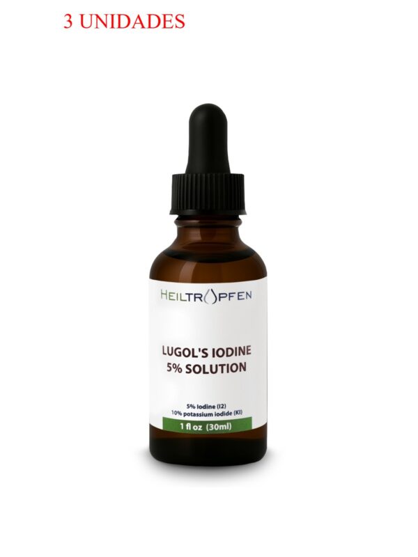 (3 Uni.) Solução de Lugol Heiltropfen 30ml 5% Iodo e 10% Iodeto de Potássio - Âmbar