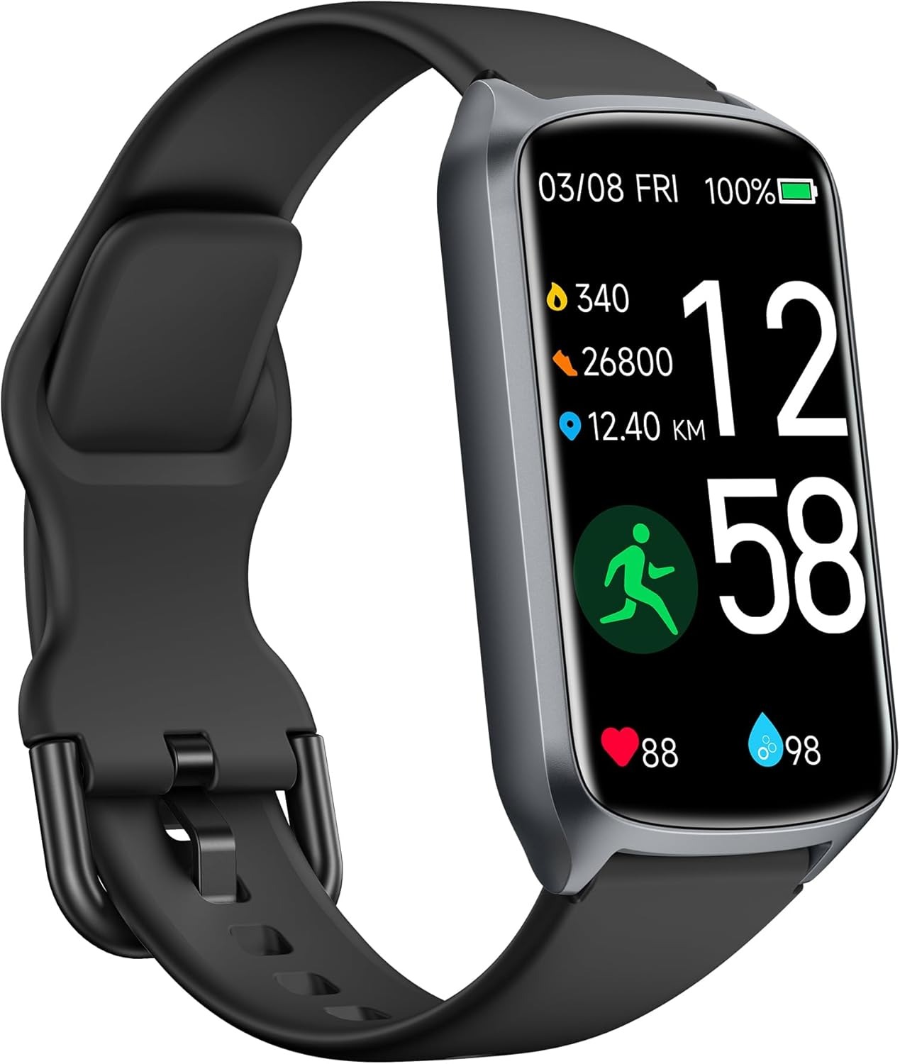 Pulseira de Atividade Amzhero Saúde e Desporto 5ATM Ecrã 1.47" D26 Runfit
