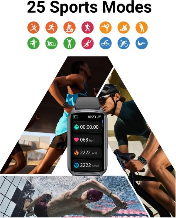Pulseira de Atividade Amzhero Saúde e Desporto 5ATM Ecrã 1.47" D26 Runfit