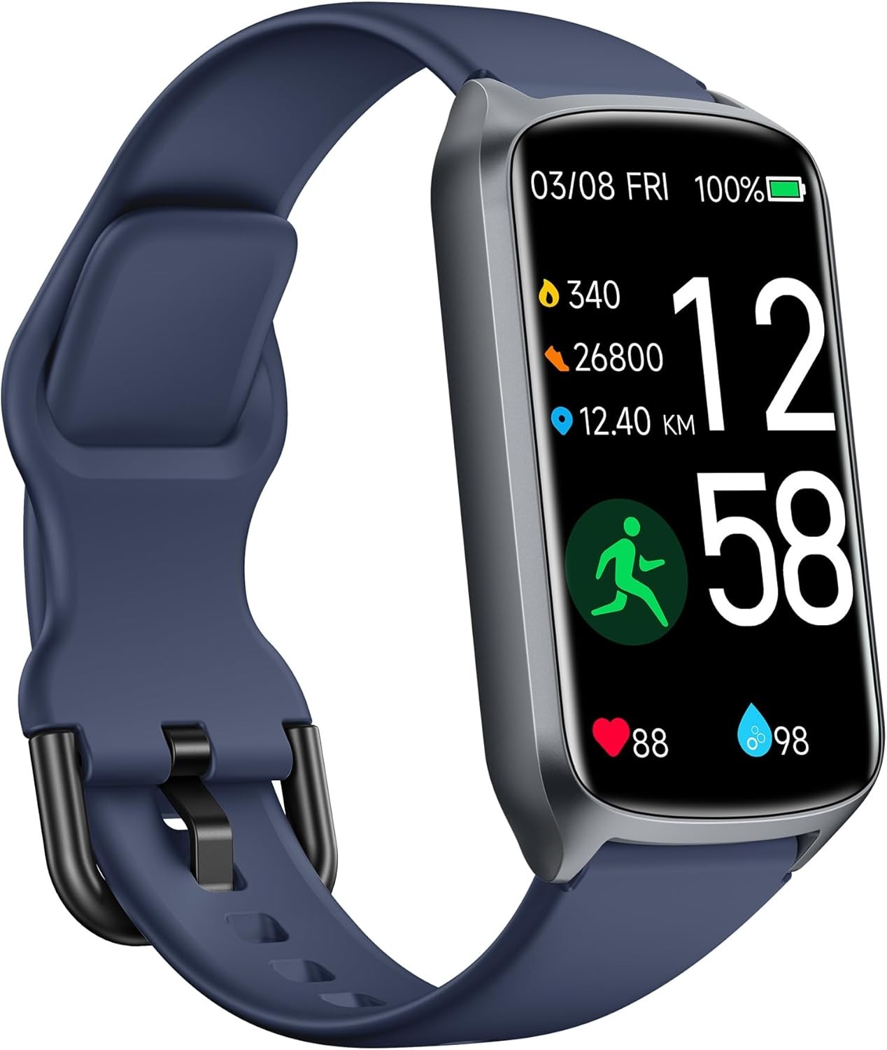 Pulseira de Atividade Amzhero D26 Monitor Cardíaco SpO2 Impermeável 5ATM - Azul