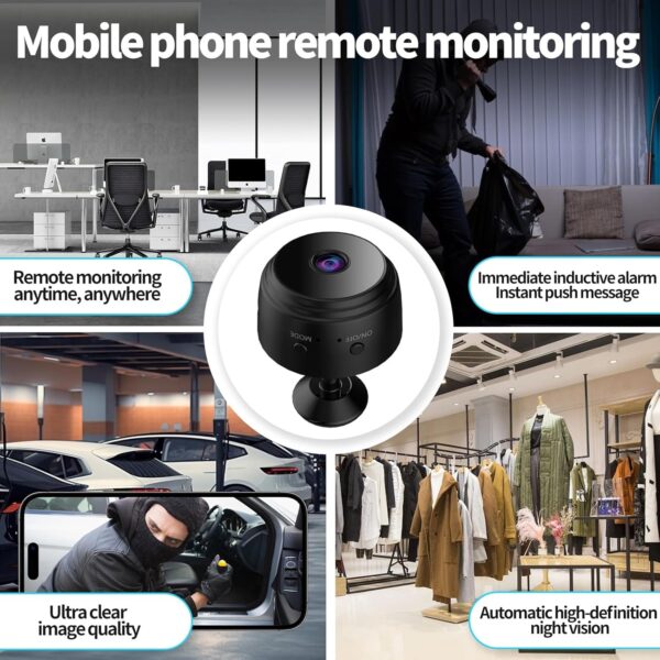 Câmara de Vigilância Mini Full HD 1080p WiFi Deteção de Movimento - Preto