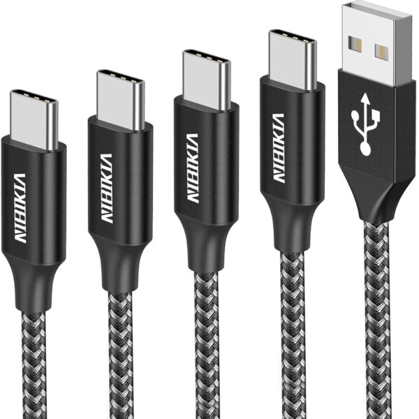 (3m) 4 Cabos USB-C Carregamento Rápido 3.1A Nylon Pack de 4 NIBIKI