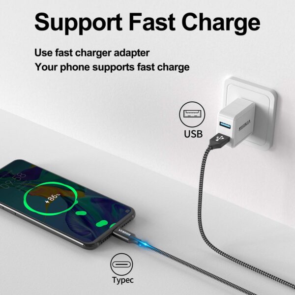 (3m) 4 Cabos USB-C Carregamento Rápido 3.1A Nylon Pack de 4 NIBIKI