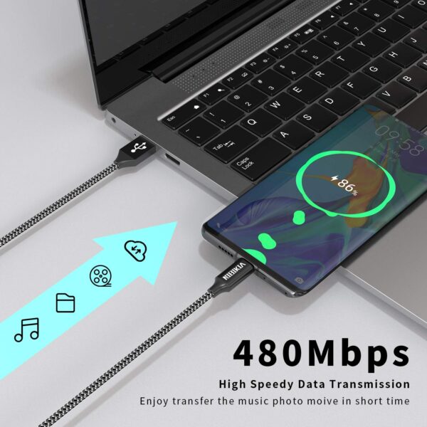 (3m) 4 Cabos USB-C Carregamento Rápido 3.1A Nylon Pack de 4 NIBIKI