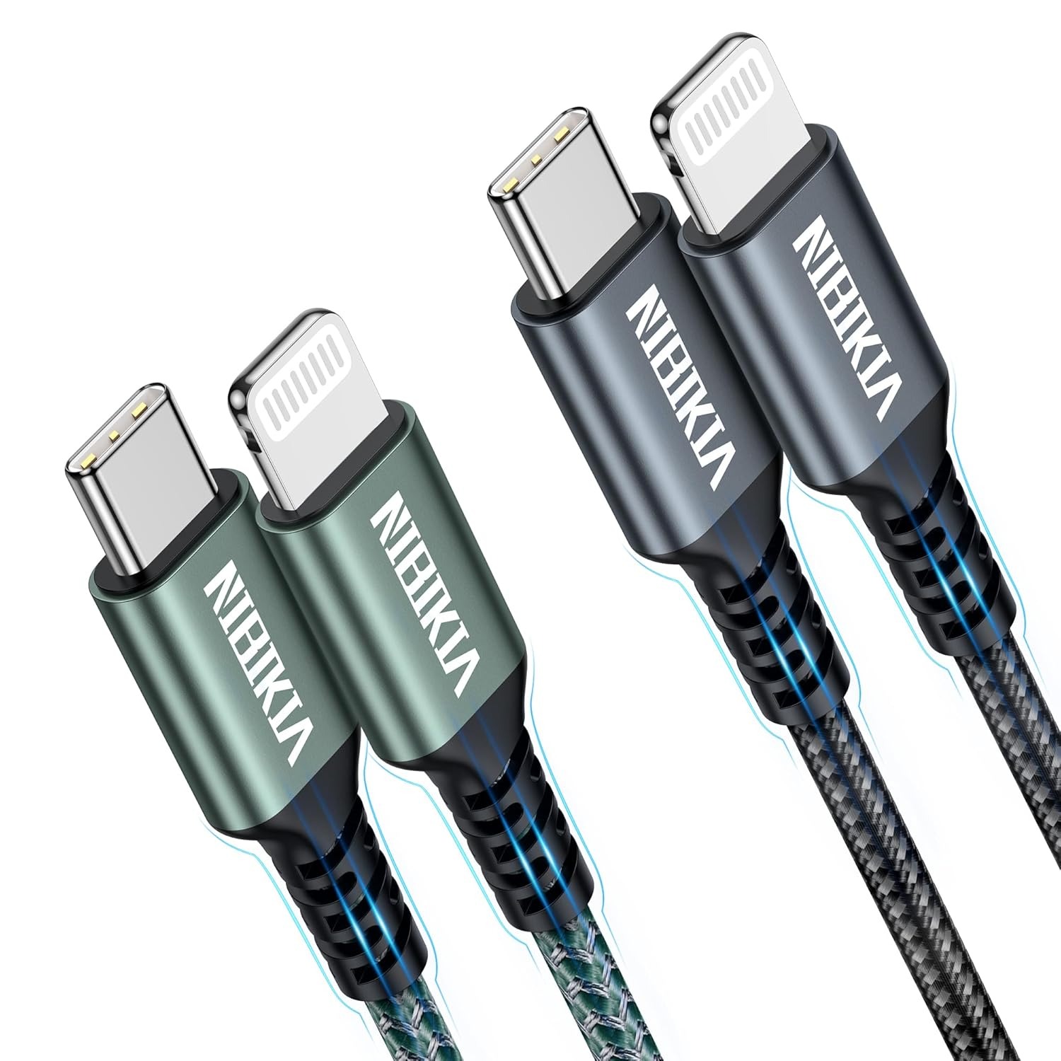 (2M) Cabo Lightning NIBIKIA USB-C MFi Carregamento Rápido Pack 2