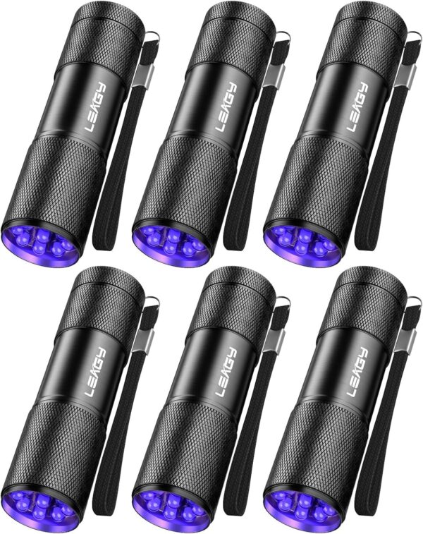 Pack 6 Lanternas UV LEAGY 9 LED Deteção de Manchas e Notas Falsas - Preto