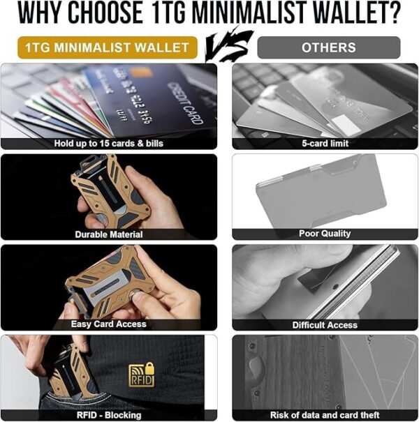 Carteira Minimalista 1TG Tactical 1T Proteção RFID e Clip para Dinheiro - Castanho