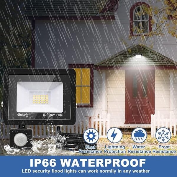 Projetor LED Blivrig XPGGY-20W com Sensor de Movimento IP66 2000LM - Branco Frio