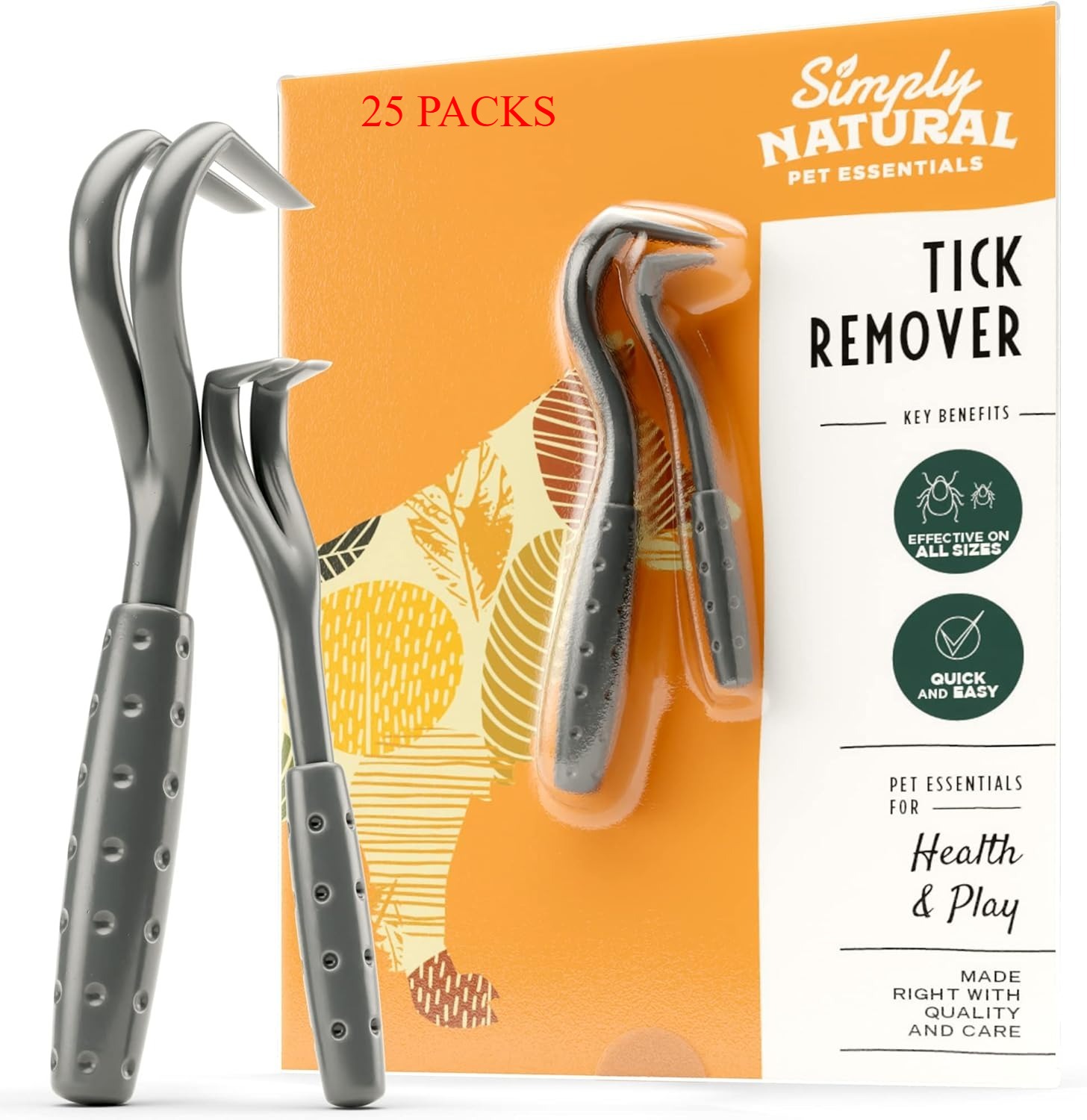 (25 Packs) Tira-carraças Simply Natural SN-24 para Cães, Gatos e Humanos - Verde