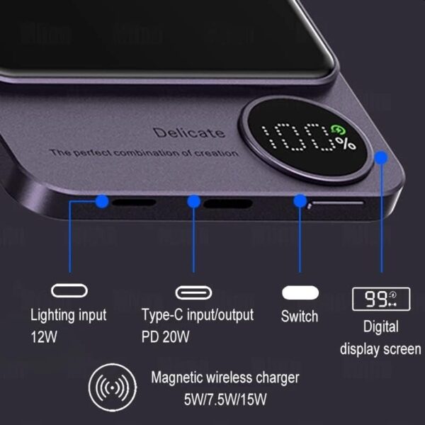 F126X3408_1781689362616_2-1 Power Bank Carregamento sem Fios 20W 5000mAh Magsafe Visor Digital