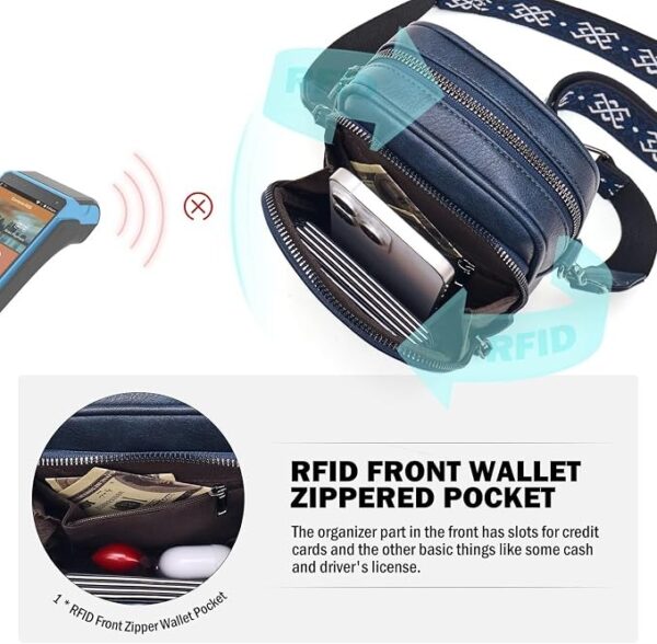 Mala de Telemóvel MUIIKOLA Muiikola Handy com Proteção RFID e 3 Fechos - Azul Escuro