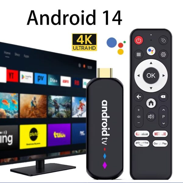 Android TV Stick H96 Max 2+16Gb 4K Android 14.0 Wi-Fi - Preto