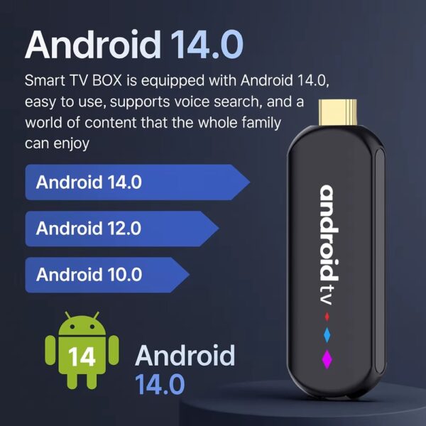 Android TV Stick H96 Max 2+16Gb 4K Android 14.0 Wi-Fi - Preto