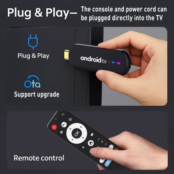 Android TV Stick H96 Max 2+16Gb 4K Android 14.0 Wi-Fi - Preto