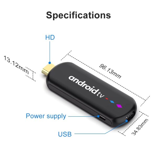 Android TV Stick H96 Max 2+16Gb 4K Android 14.0 Wi-Fi - Preto